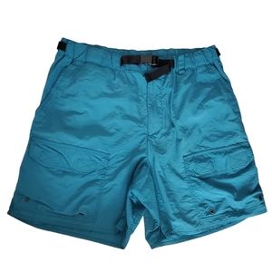 VTG REI Nylon Blue Belted Hiking Outdoor Shorts